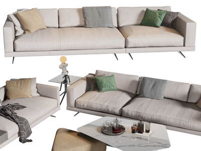 现代多人沙发、茶几组合