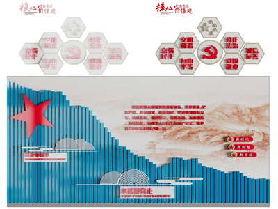 现代党建文化宣传背景墙