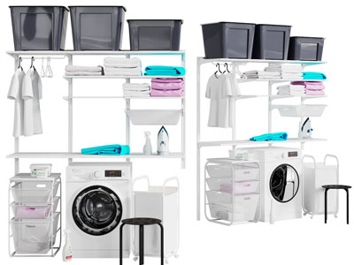 现代阳台洗衣机储物收纳架