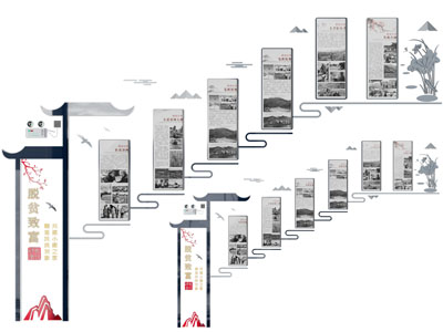 新中式脱贫主题的文化宣传背景墙