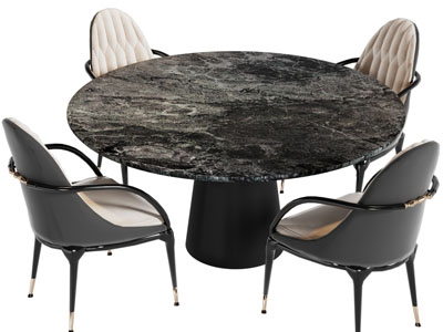 现代圆形餐桌椅组合