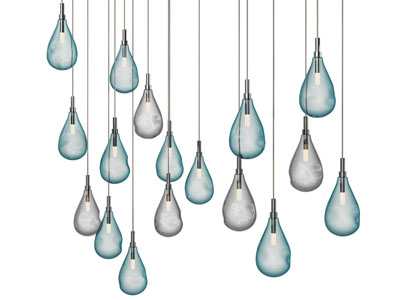 现代蓝色水滴垂线吊灯