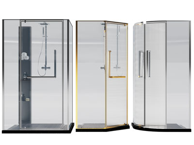 现代方形、弧形推拉门淋浴房3d模型 现代方形、弧形推拉门淋浴房