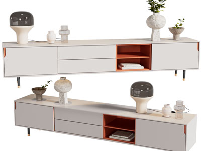 现代撞色电视柜