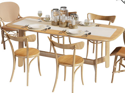 北欧实木餐桌椅组合