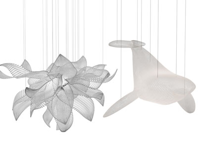 现代鲸鱼、花朵造的垂线吊灯