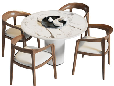 现代圆形餐桌椅组合