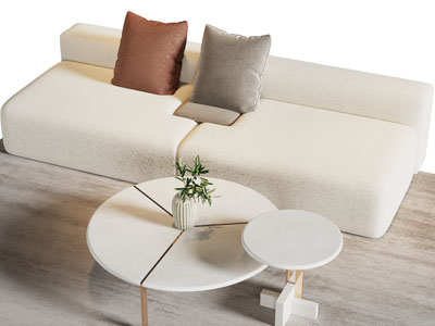 侘寂风双人沙发、茶几组合3d模型 侘寂风双人沙发、茶几组合