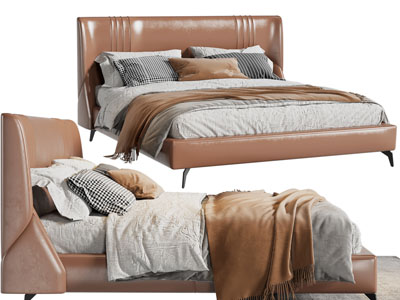 现代皮质双人床