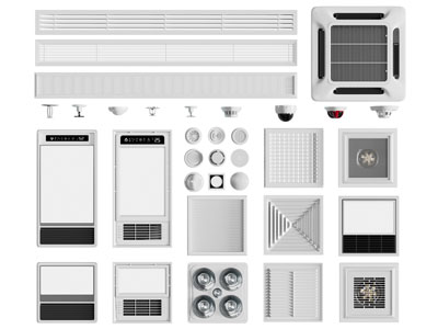 现代暖风扇、排风扇、出风口、浴霸