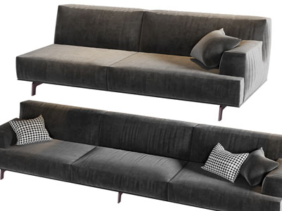 现代布艺多人沙发