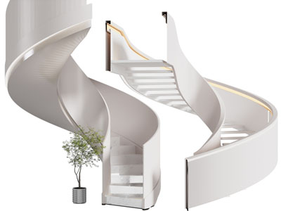 现代旋转楼梯3d模型 现代旋转楼梯