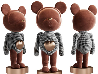 现代装饰爱心的小熊摆件组合