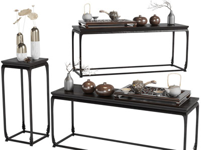 新中式实木茶桌、边几