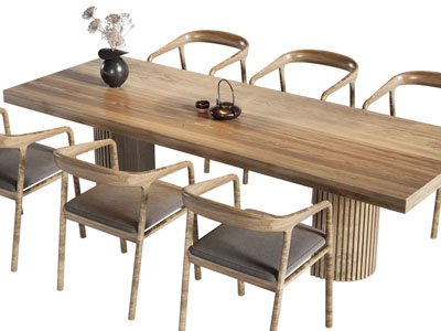 新中式实木餐桌椅组合