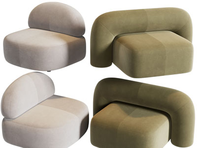 侘寂风单人沙发3d模型 侘寂风单人沙发