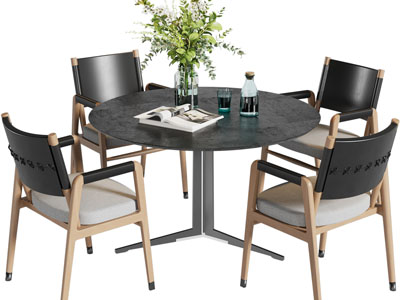 现代圆形餐桌椅组合