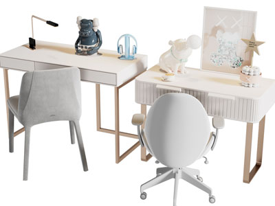现代轻奢书桌椅组合