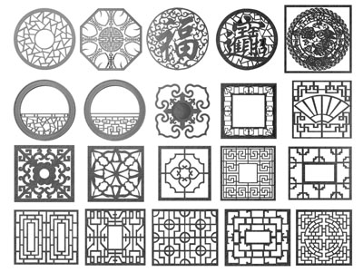 新中式镂花窗、窗格