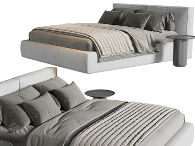 现代布艺双人床