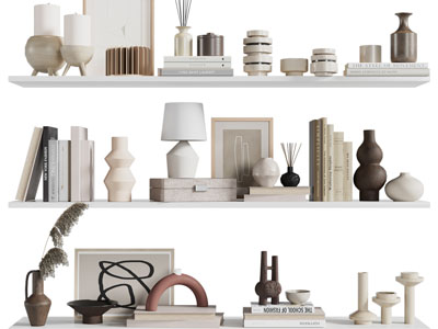 现代书籍、陶艺摆件组合