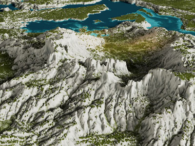 现代山脉、丘陵、湖泊