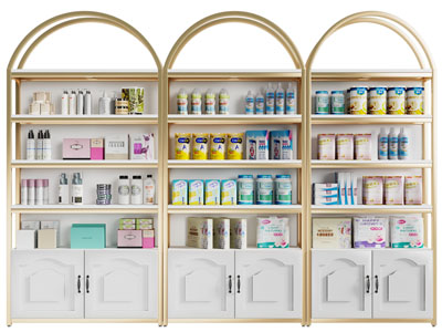 现代食品百货展示架、货架3d模型 现代食品百货展示架、货架