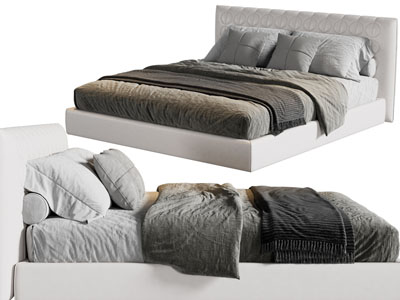 现代布艺双人床