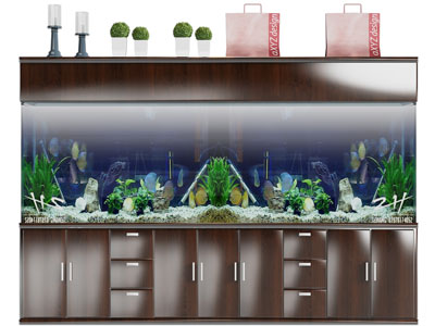 现代带收纳柜的鱼缸
