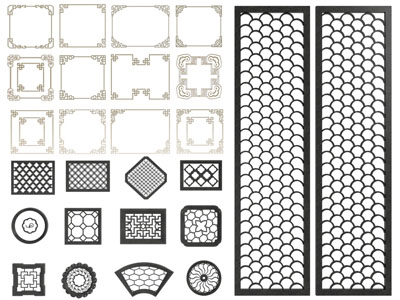新中式雕花镂花窗、隔断
