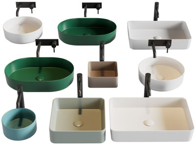 现代椭圆形、方形洗手盆
