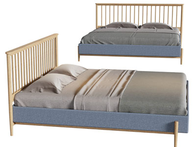 北欧镂空实木床头双人床