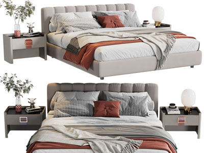 新中式双人床、床头柜