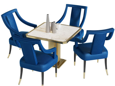 新古典方形餐桌椅组合
