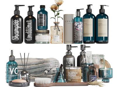 现代沐浴露、香薰、毛巾卫浴小件