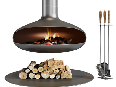 现代壁炉火炉、柴火
