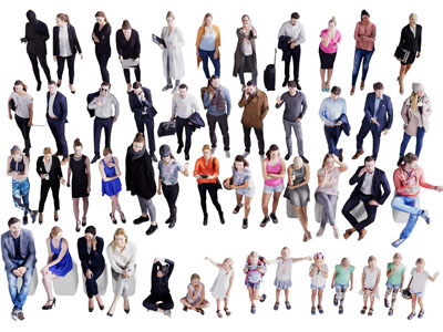 现代坐着、站着的多人人群3d模型 现代坐着、站着的多人人群