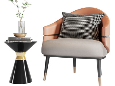 现代休闲椅子、边几