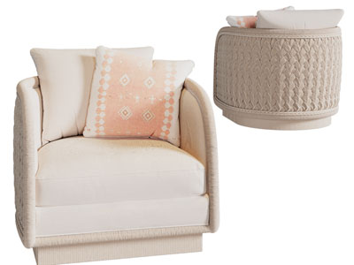 现代藤编单人沙发3d模型 现代藤编单人沙发