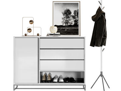 现代玄关鞋柜、衣架