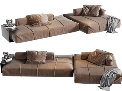 现代块状转角多人沙发