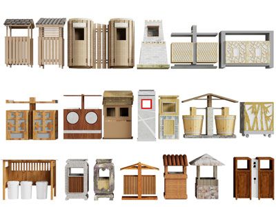 新中式户外公共分类垃圾桶