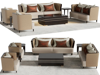 现代双人、单人沙发、茶几组合