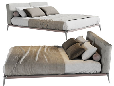 现代布艺双人床