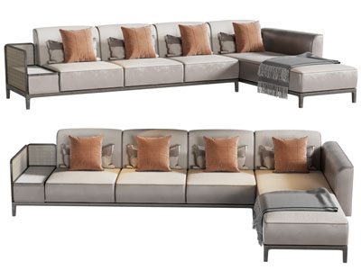 新中式转角多人沙发