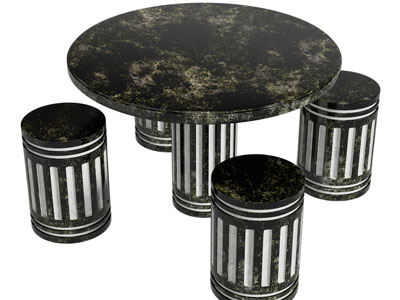 现代圆形餐桌圆凳组合