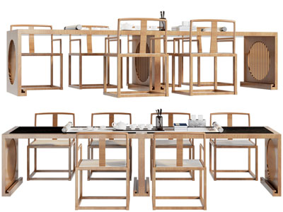 新中式实木茶桌椅组合