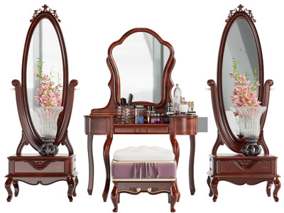 欧式实木雕花化妆、梳妆台