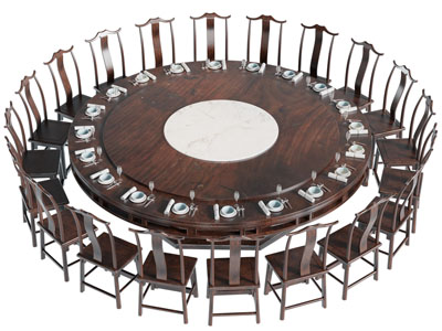 现代实木圆形餐桌椅组合