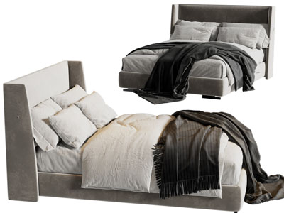 现代布艺双人床